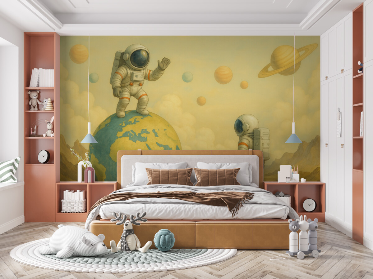 Fototapeta Akwarelowi kosmonauci z opowieści.