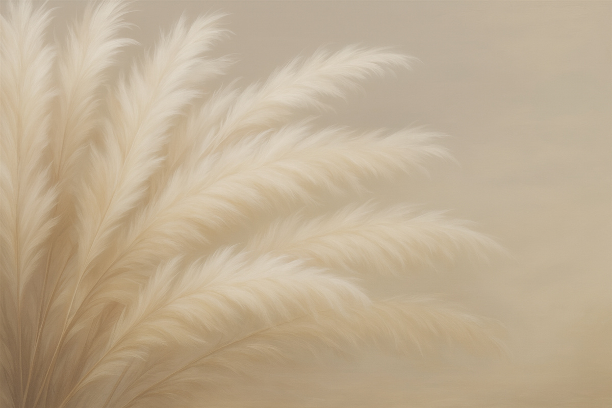 Fototapeta Miękkie puchate trawy w odcieniach beżu i szarości.