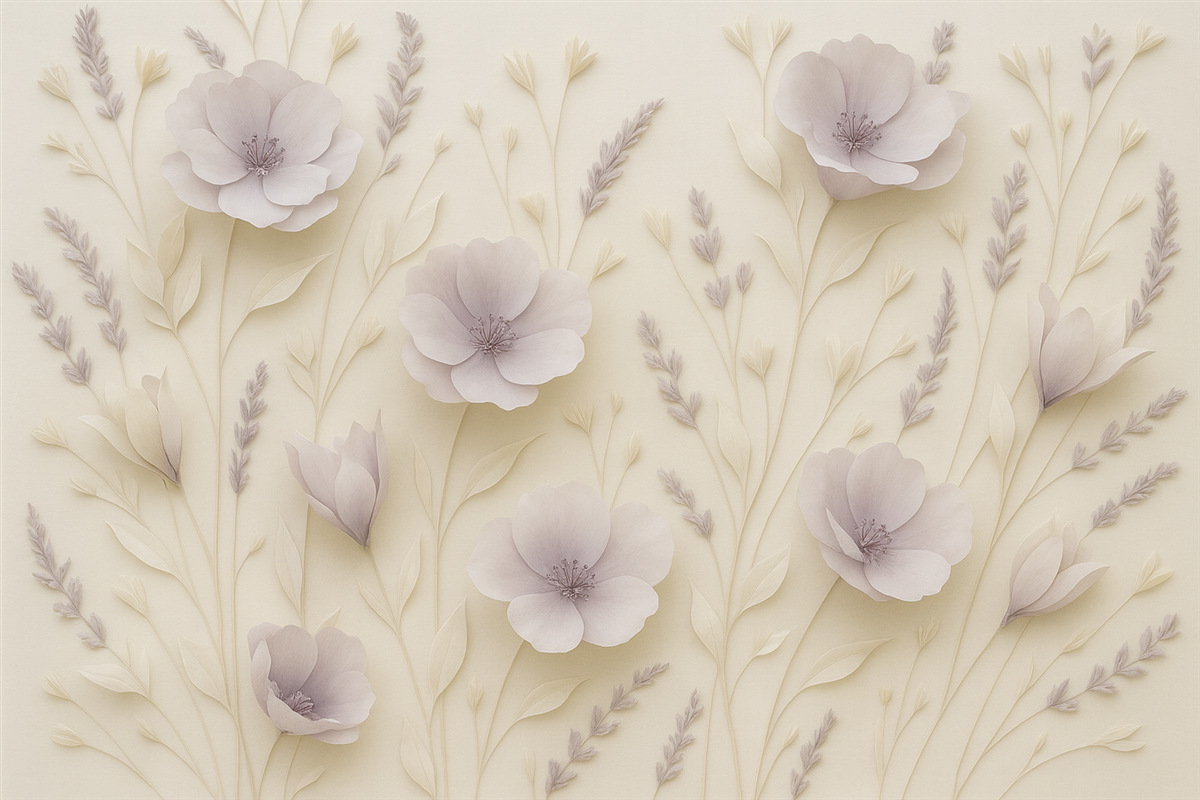 Fototapeta Subtelne liliowe kwiaty na jasnym tle.
