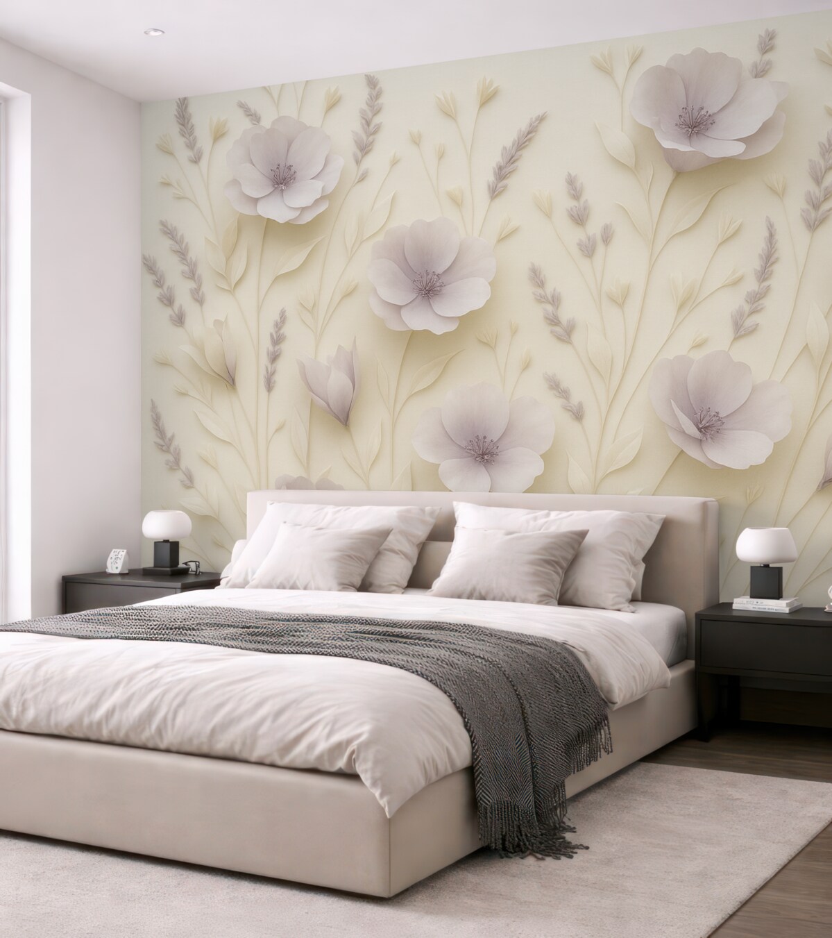 Fototapeta Subtelne liliowe kwiaty na jasnym tle.