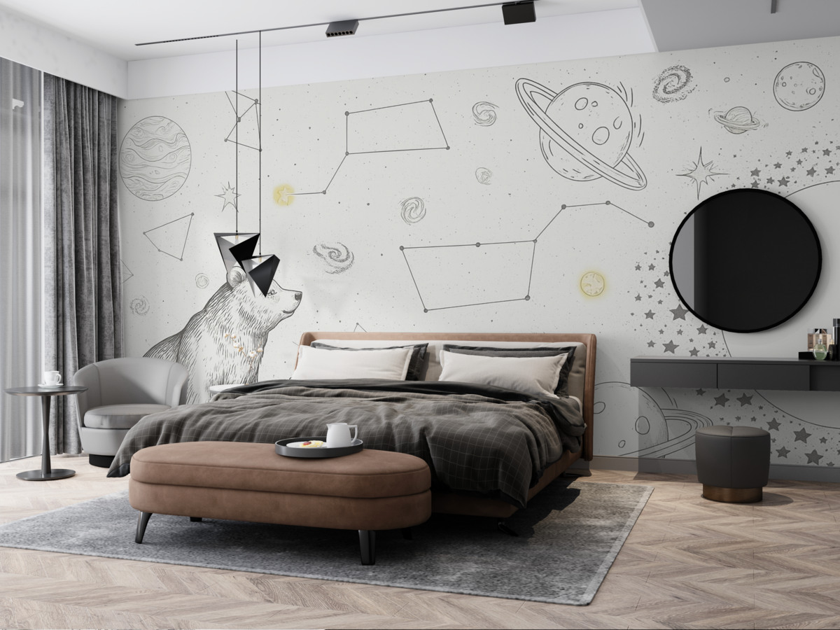 Fototapeta Niedźwiedzie oraz gwiazdy, astronomia, rozświetlone niebo.