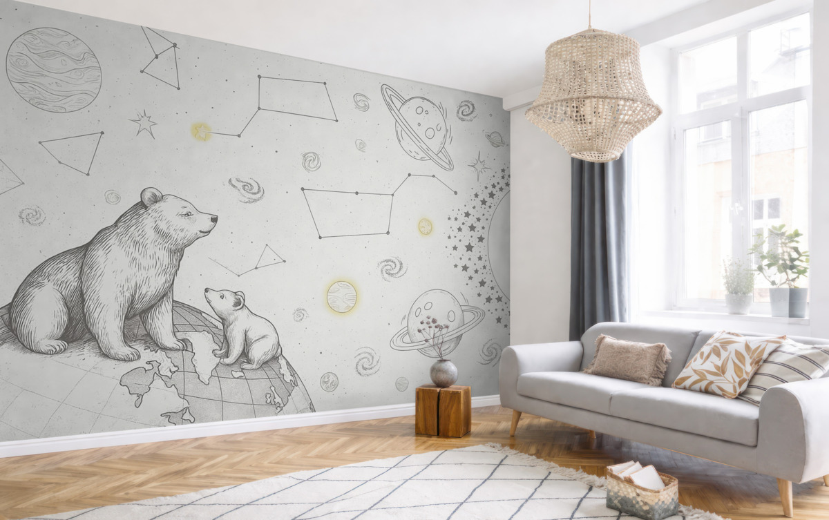 Fototapeta Niedźwiedzie oraz gwiazdy, astronomia, rozświetlone niebo.