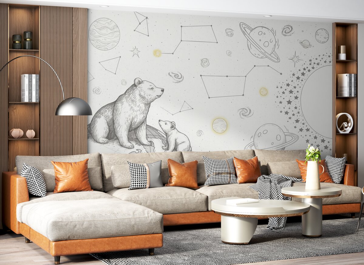 Fototapeta Niedźwiedzie oraz gwiazdy, astronomia, rozświetlone niebo.