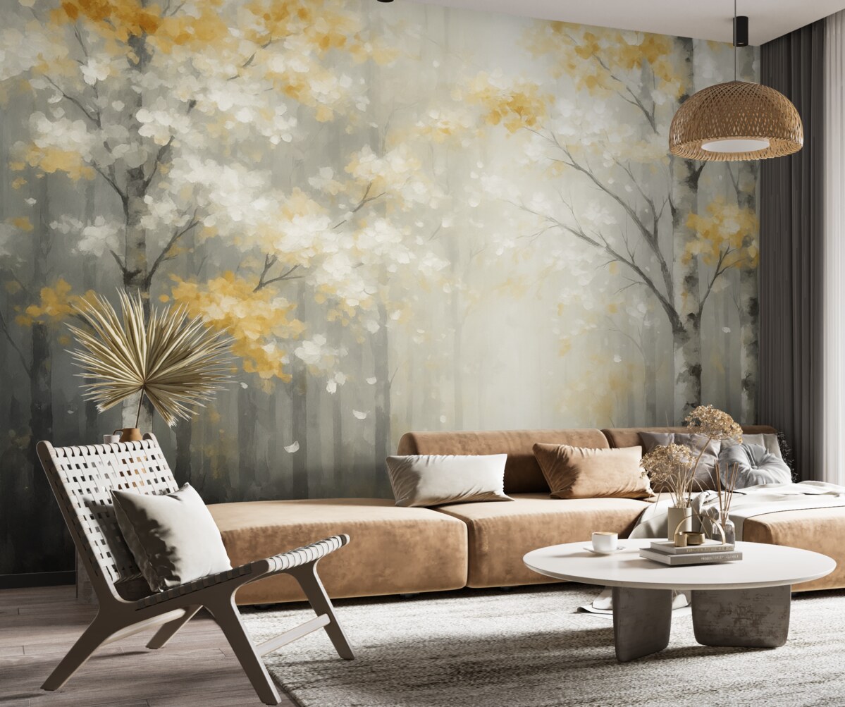 Fototapeta Abstrakcyjne drzewa z naśladującymi pociągnięciami.