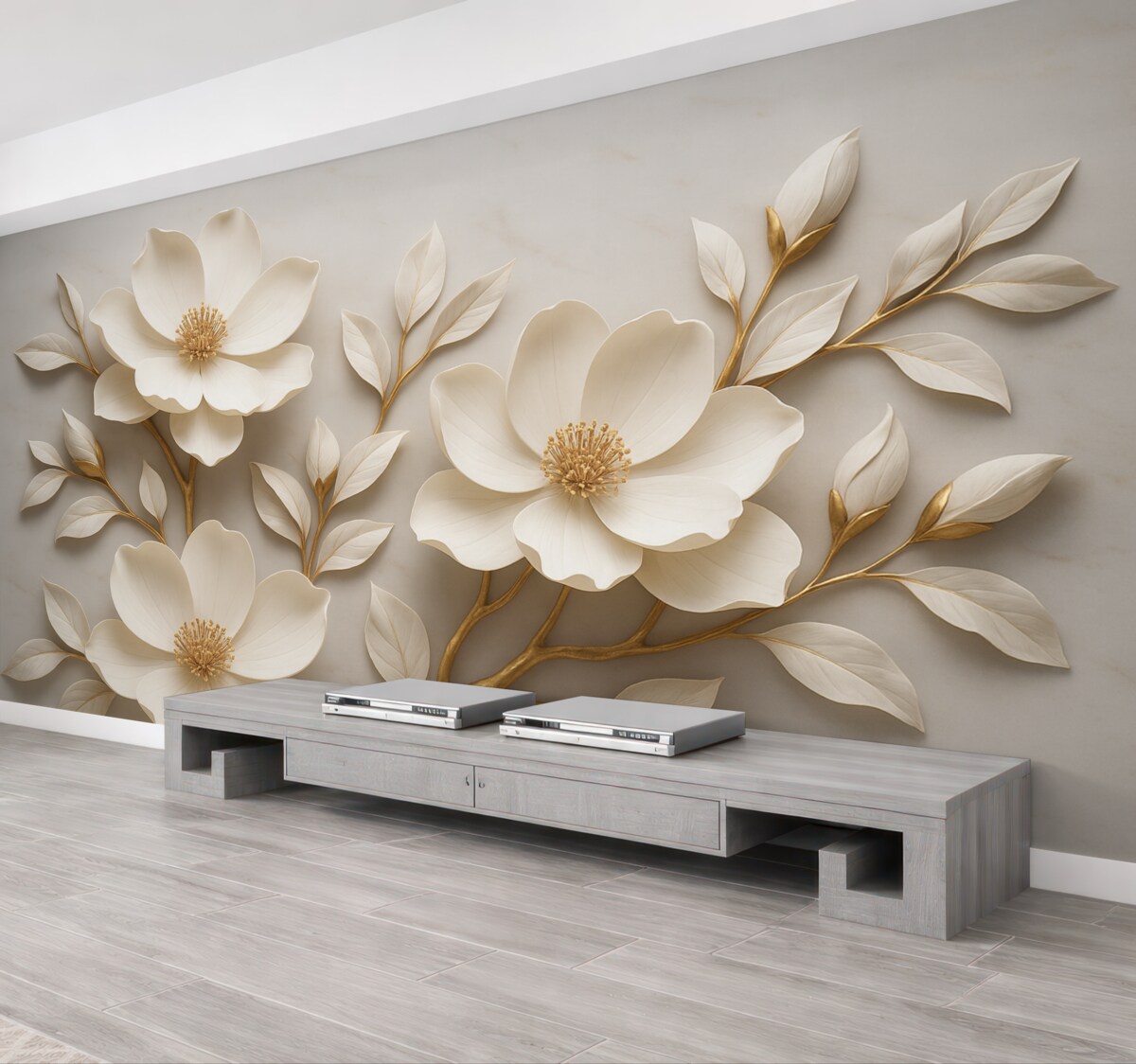 Fototapeta Eleganckie, wypukłe kwiaty o subtelnych łodygach tworzą cichą, harmonijną kompozycję.