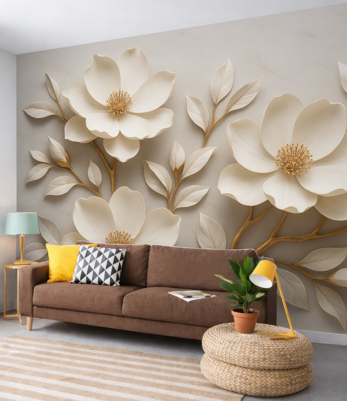 Fototapeta Eleganckie, wypukłe kwiaty o subtelnych łodygach tworzą cichą, harmonijną kompozycję.