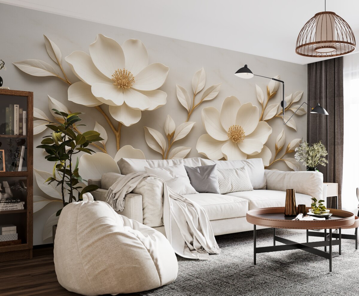 Fototapeta Eleganckie, wypukłe kwiaty o subtelnych łodygach tworzą cichą, harmonijną kompozycję.