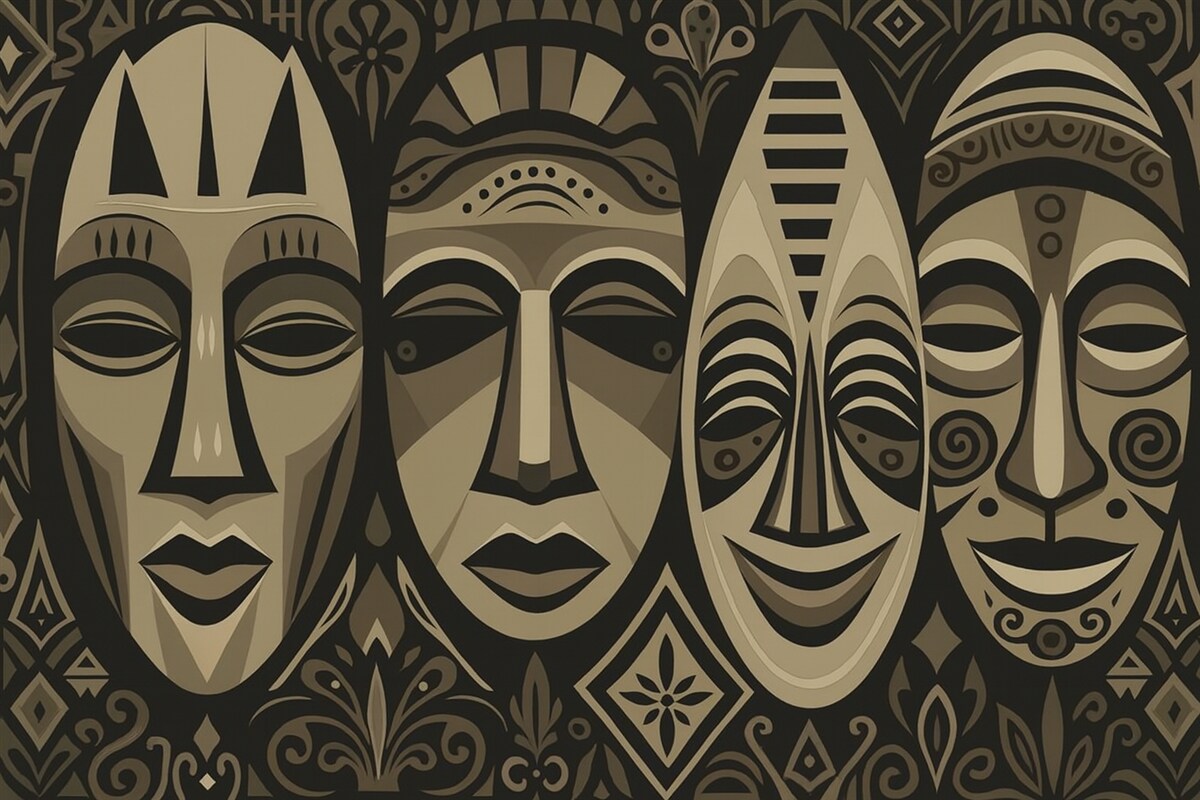 Fototapeta Afrykańskie w które wchodzi w grę maski.