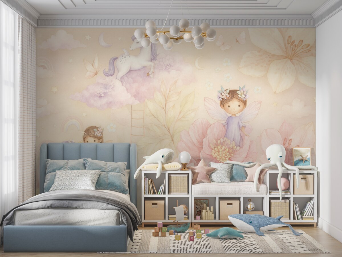 Fototapeta Wróżki i jednorożec.