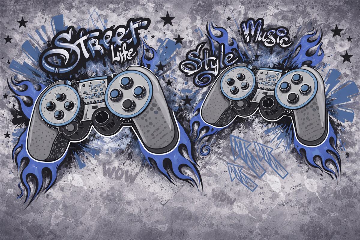 Fototapeta Konsole w stylu sztuki ulicznej na ścianie w stylu grunge.