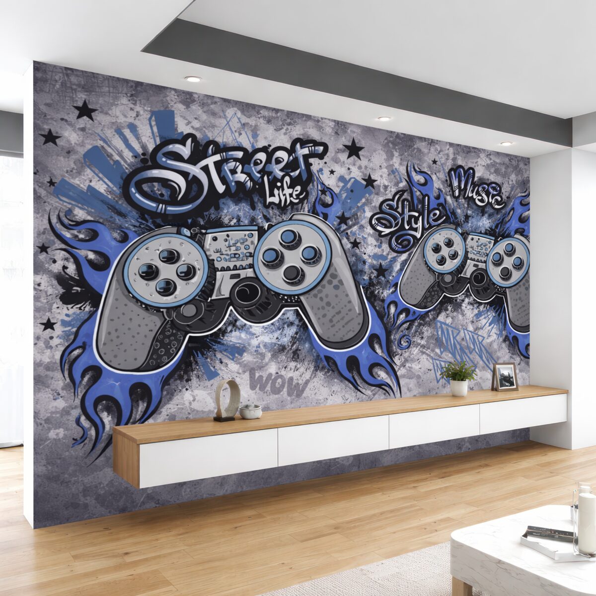 Fototapeta Konsole w stylu sztuki ulicznej na ścianie w stylu grunge.