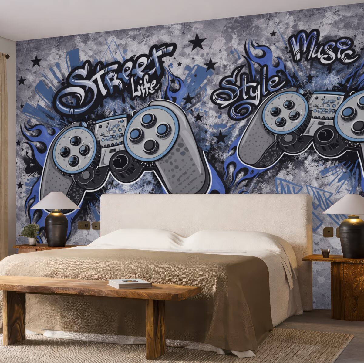 Fototapeta Konsole w stylu sztuki ulicznej na ścianie w stylu grunge.