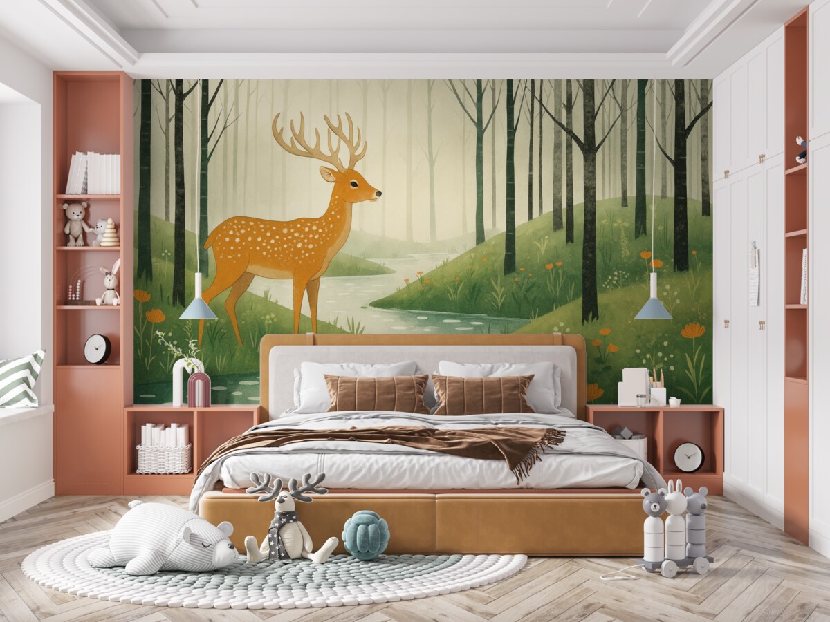 Fototapeta Las wróżek z oleandrami i potokiem.