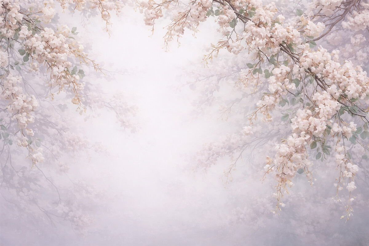 Fototapeta Gałęzie drzewa w rozkwicie w mgle.