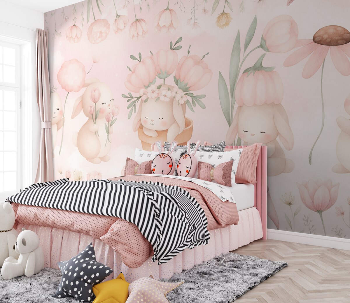 Fototapeta Zajączki w bukietach.