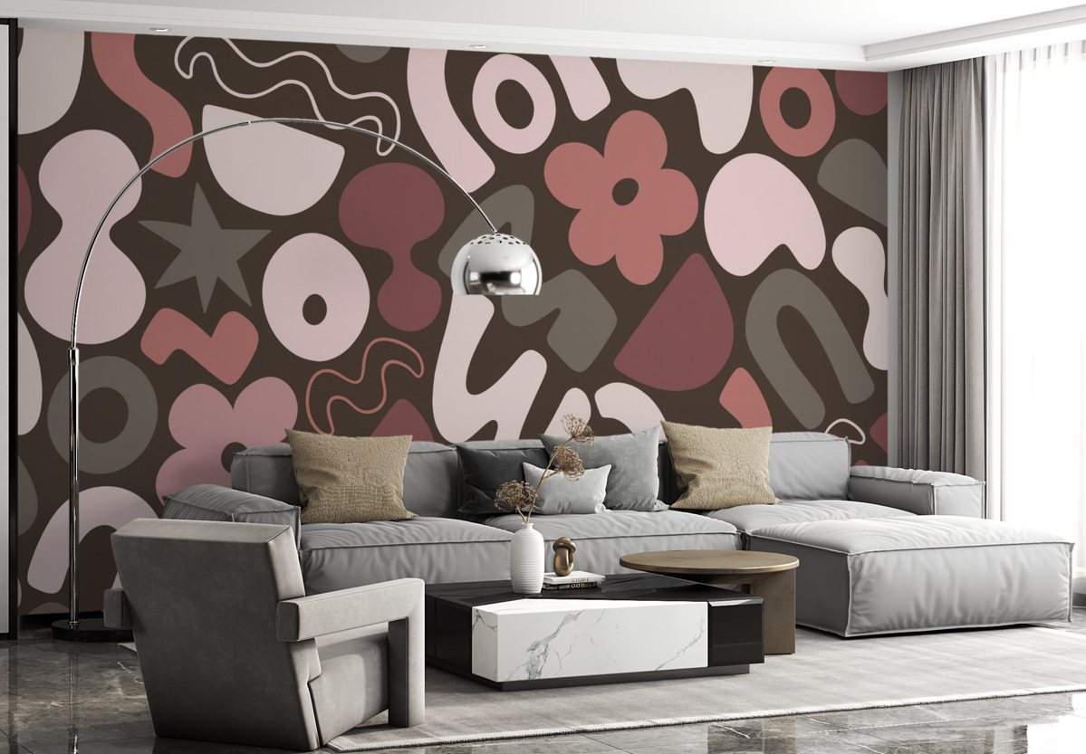 Fototapeta Geometrické kształty, młodzież, abstrakcyjność, ciemnoczerwone tło.