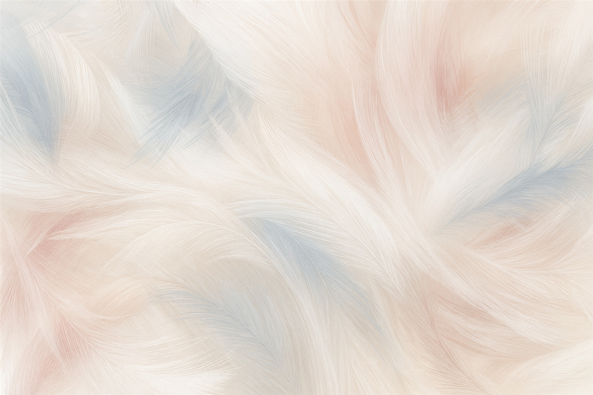 Fototapeta Lekko unoszące się pióra w tonacjach różu i błękitu.