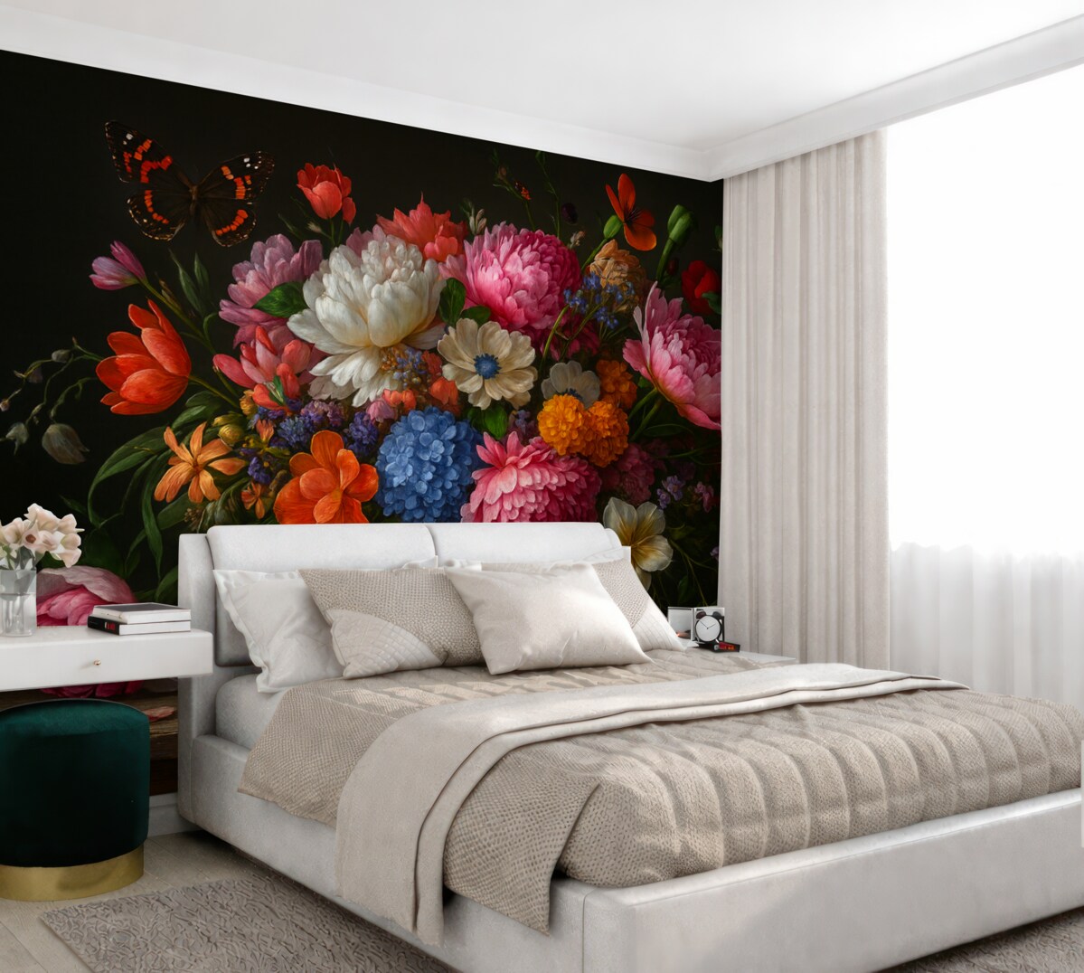 Fototapeta Bukiet w stylu holenderskiego malarstwa olejnego z XVII stulecia z elegancką kompozycją kwiatów.