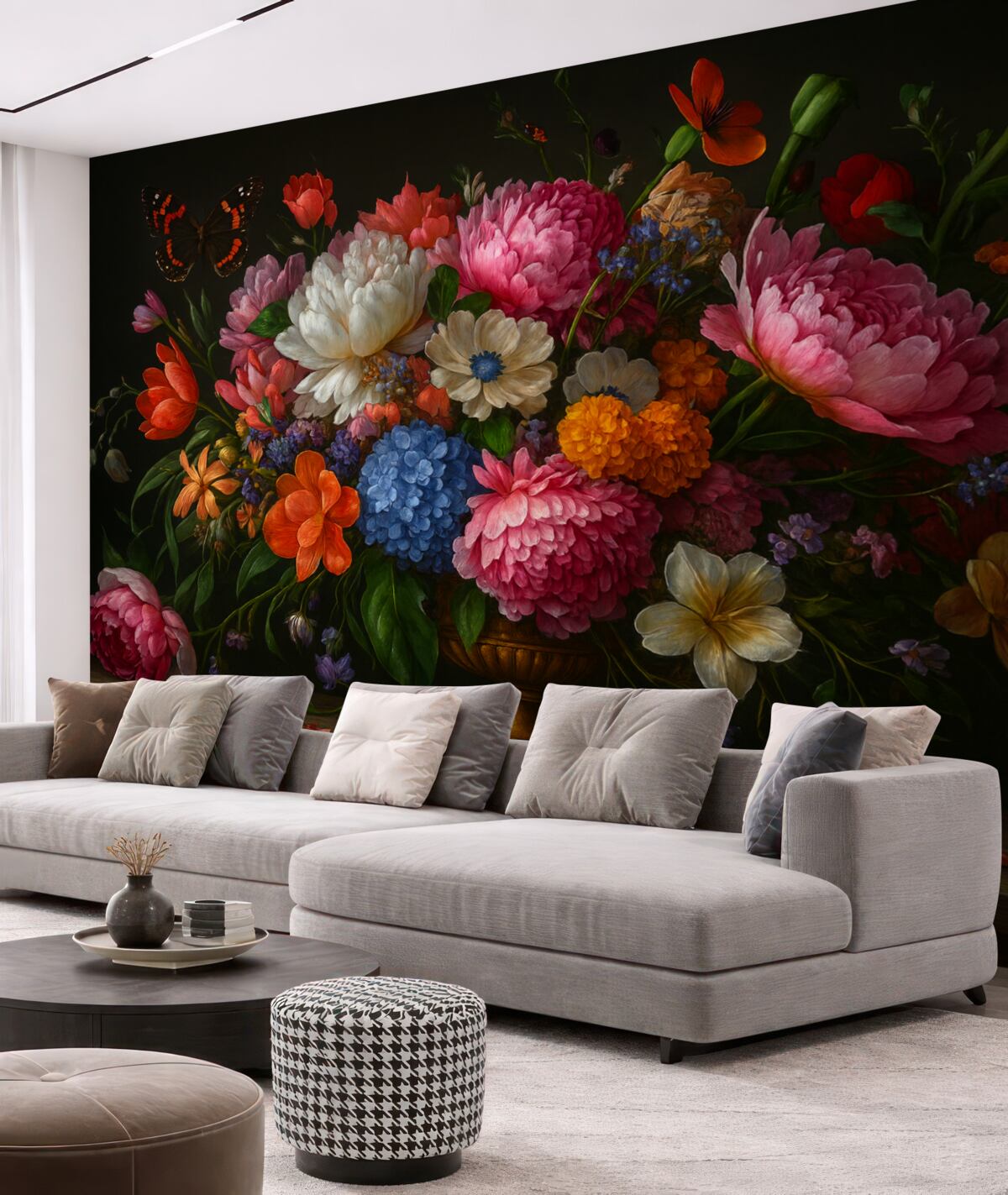 Fototapeta Bukiet w stylu holenderskiego malarstwa olejnego z XVII stulecia z elegancką kompozycją kwiatów.