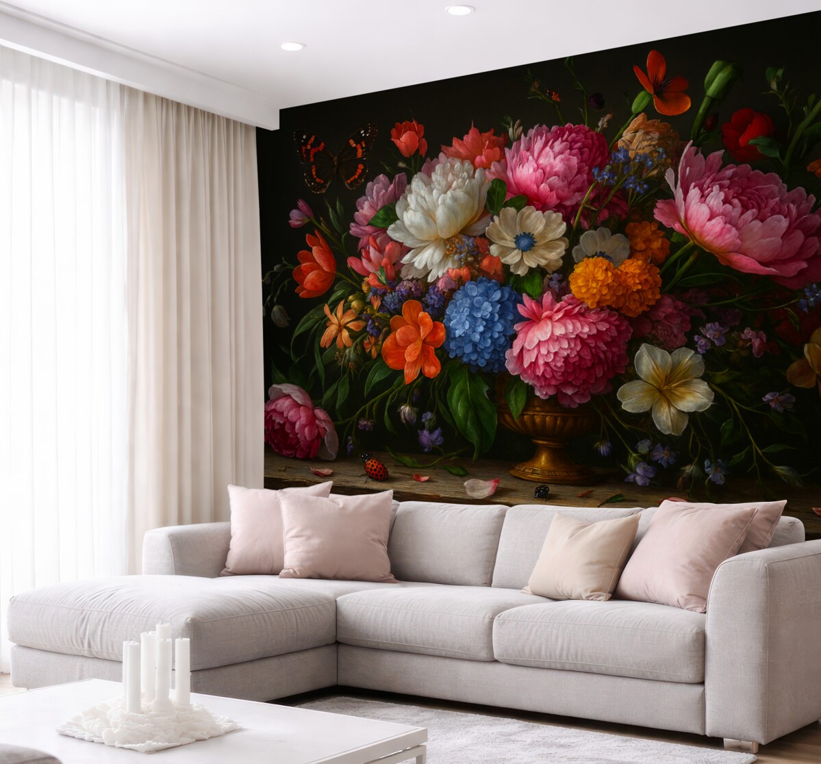 Fototapeta Bukiet w stylu holenderskiego malarstwa olejnego z XVII stulecia z elegancką kompozycją kwiatów.