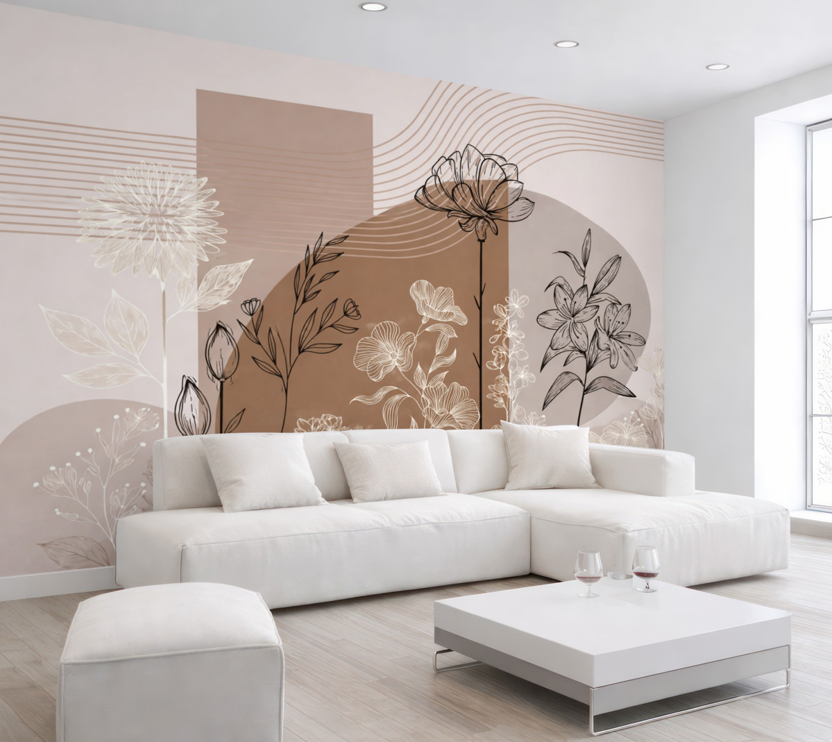 Fototapeta Boho z florystycznym konturem