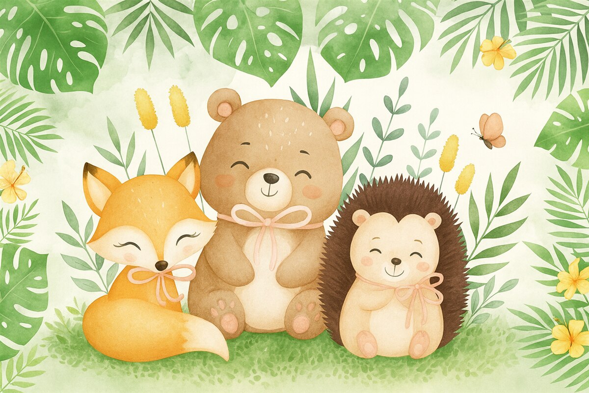 Fototapeta Lis, niedźwiedź oraz jeż.