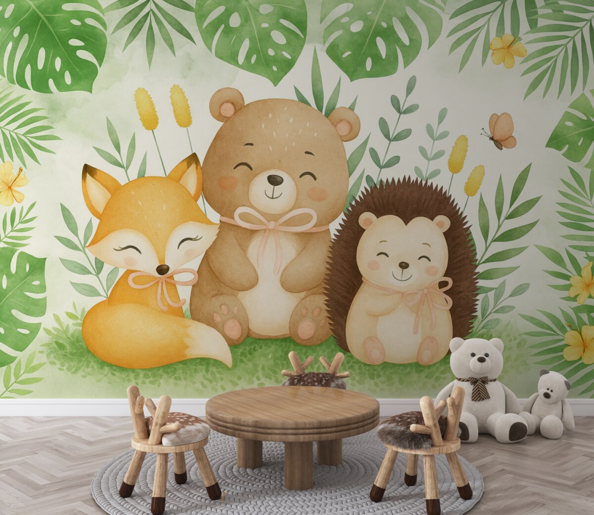 Fototapeta Lis, niedźwiedź oraz jeż.