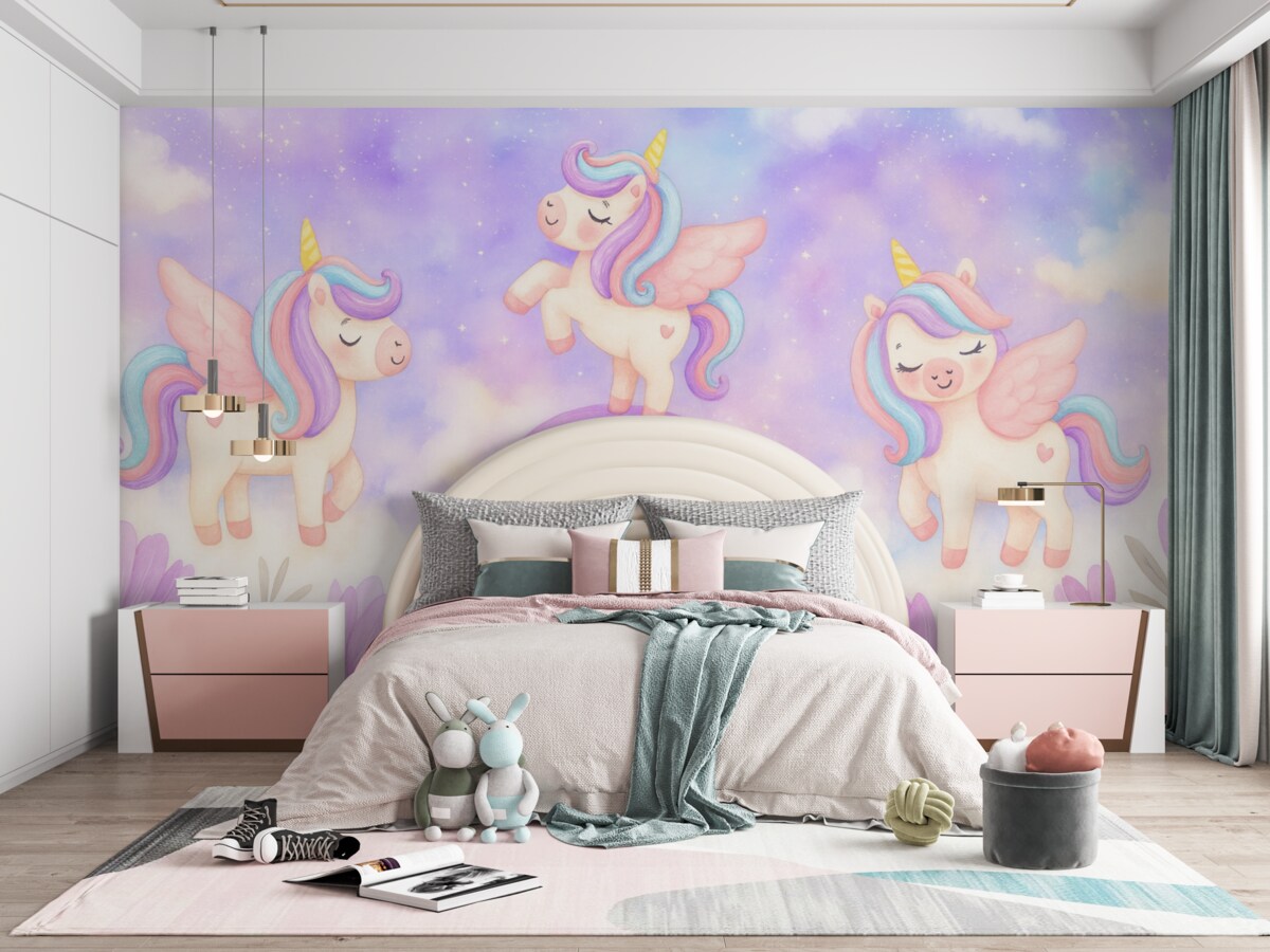 Fototapeta Jednorożce na łuku tęczy.