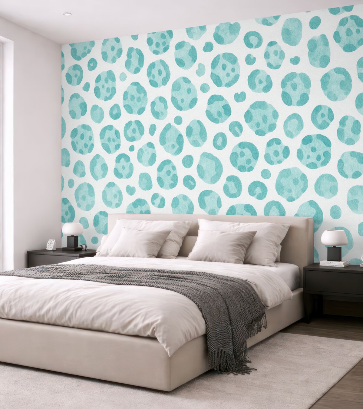 Fototapeta Nadruk w panterę, struktura wełny, odcień niebieski.