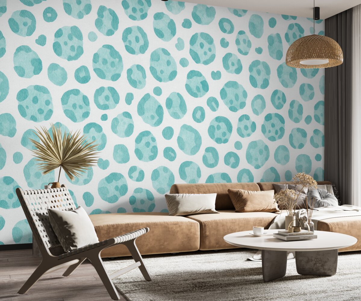 Fototapeta Nadruk w panterę, struktura wełny, odcień niebieski.