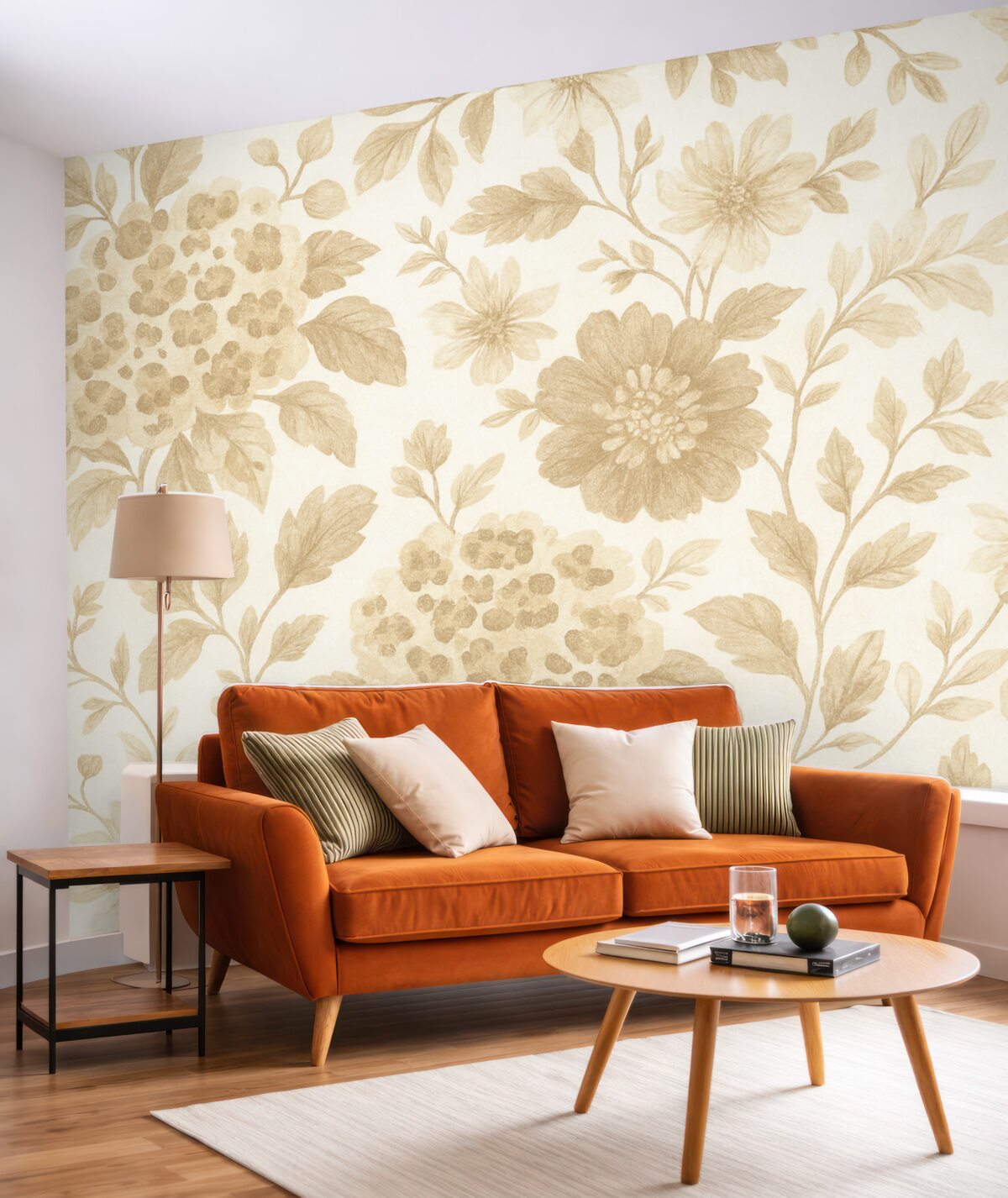 Fototapeta Kwiaty w stylu boho z wzorem lamparta, odcień beżowy.