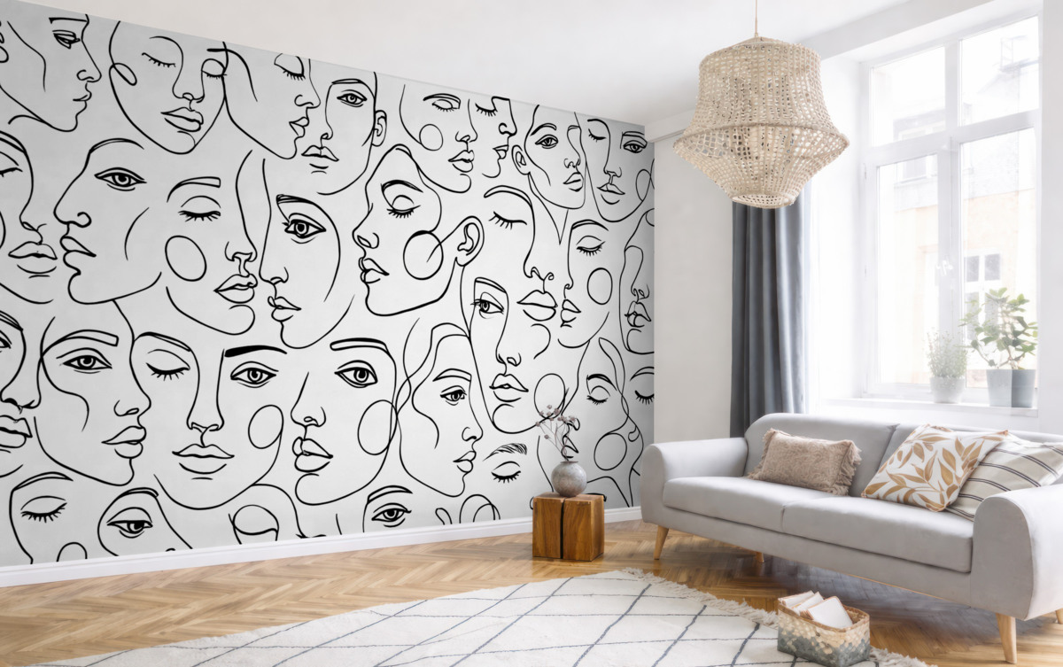 Fototapeta Abstrakcyjne oblicza w czarnej kolorystyce.