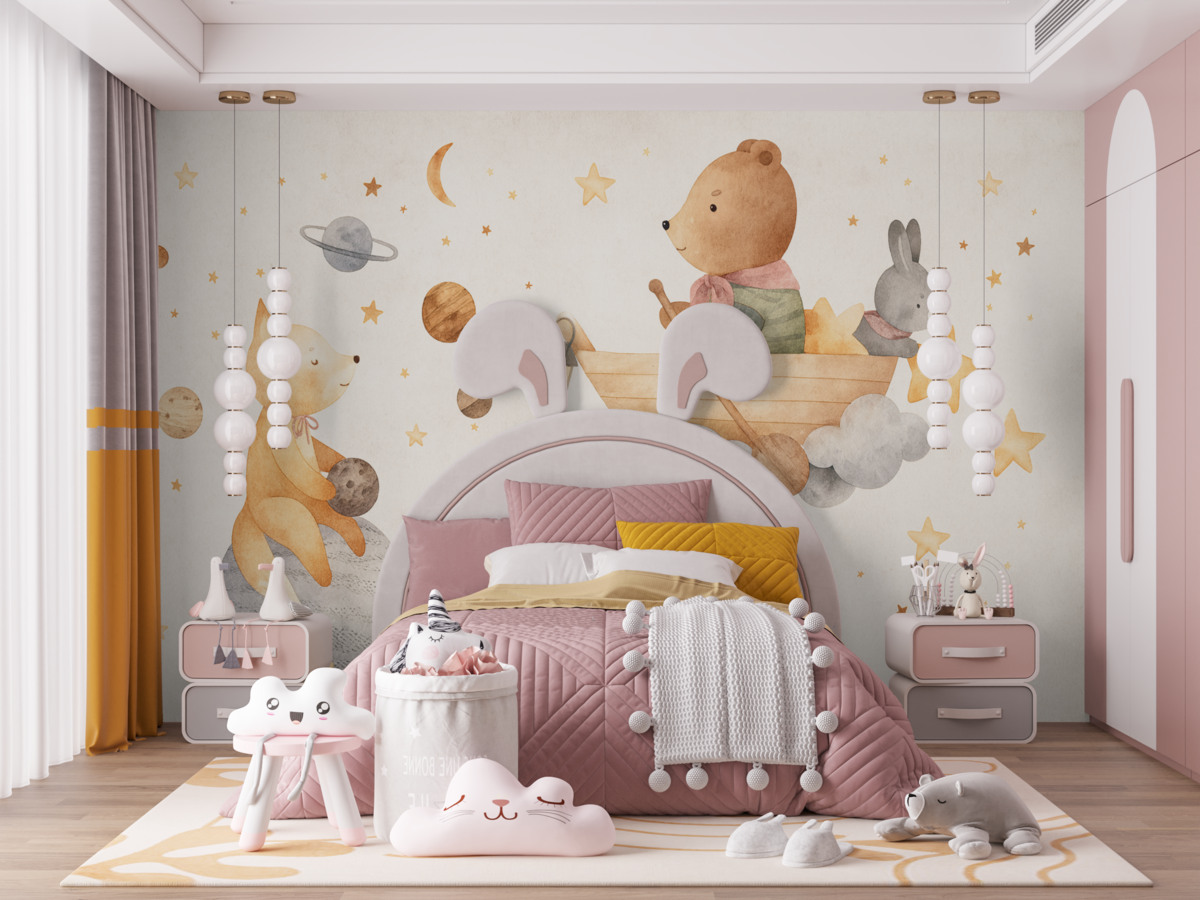 Fototapeta Baśniowe stworzenia wśród chmur i gwiazdozbiorów.