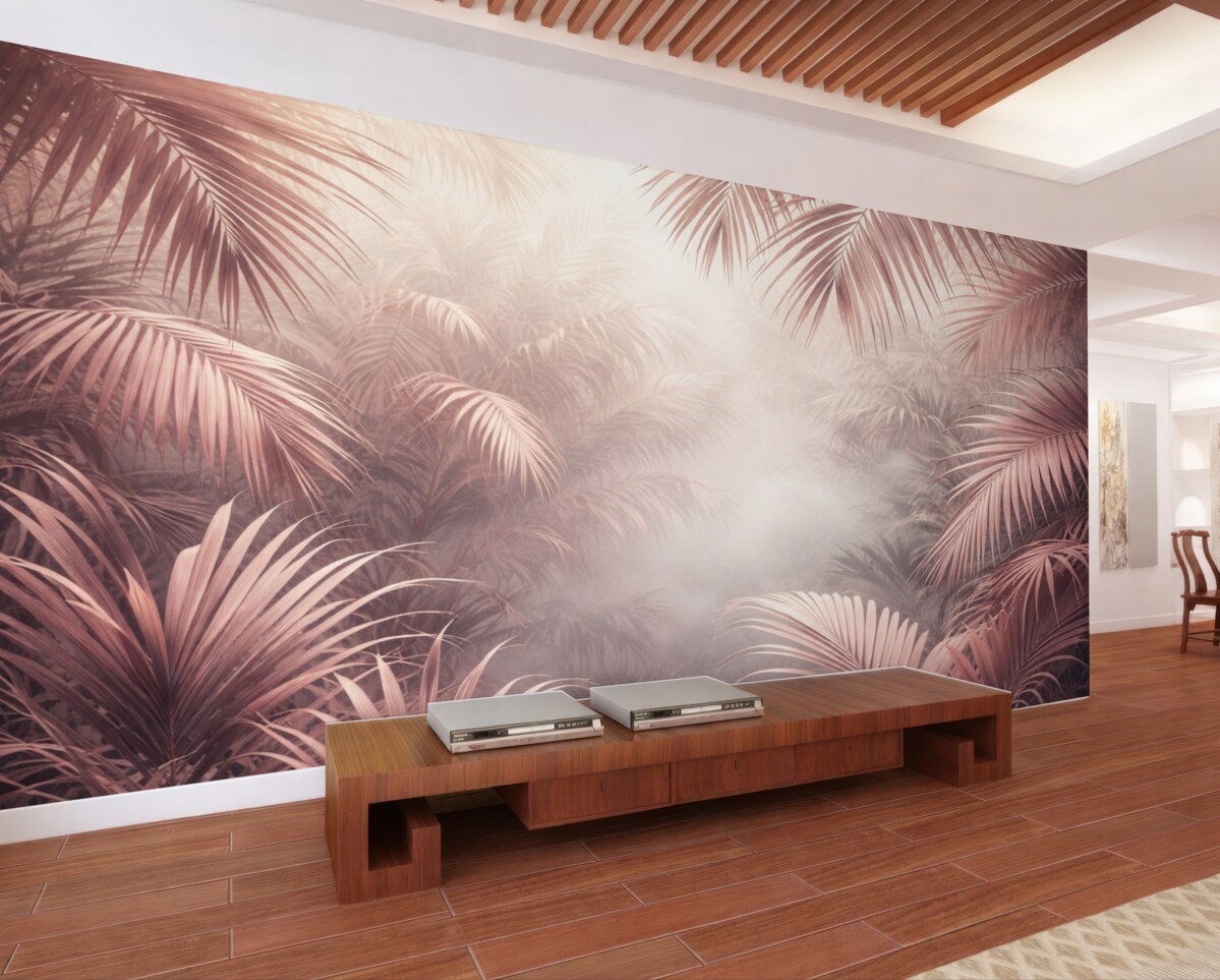 Fototapeta tropikalna dżungla w różowym tonie