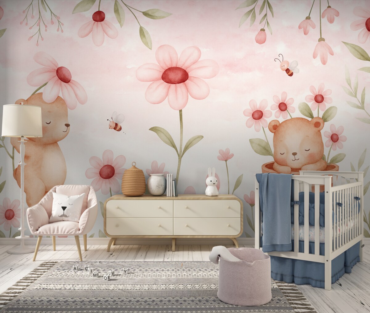 Fototapeta Niedźwiedzie z florą, baśniowe stworzenia.