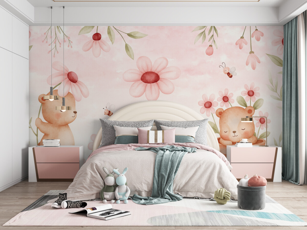 Fototapeta Niedźwiedzie z florą, baśniowe stworzenia.