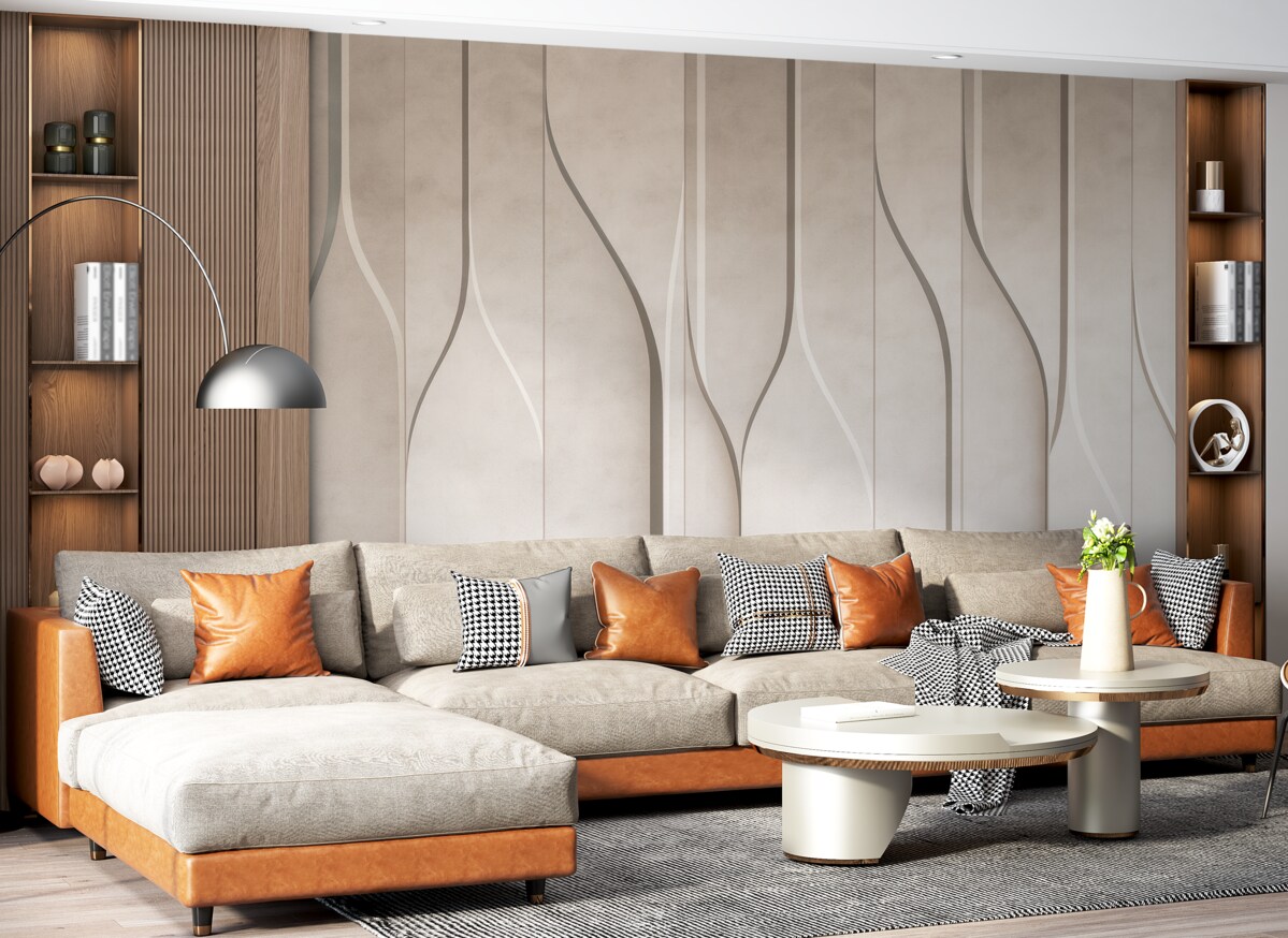 Fototapeta imitacja paneli ściennych w kolorach beżowych