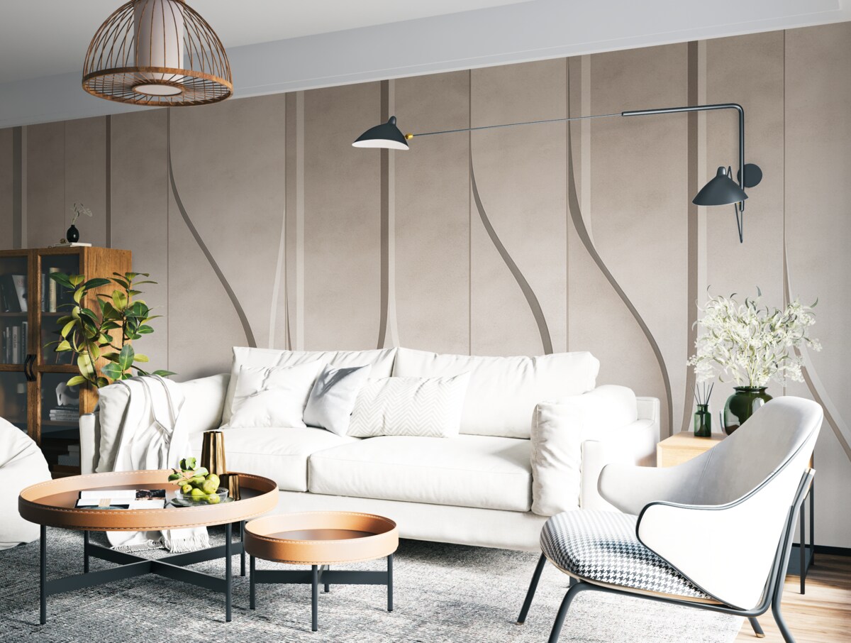 Fototapeta imitacja paneli ściennych w kolorach beżowych