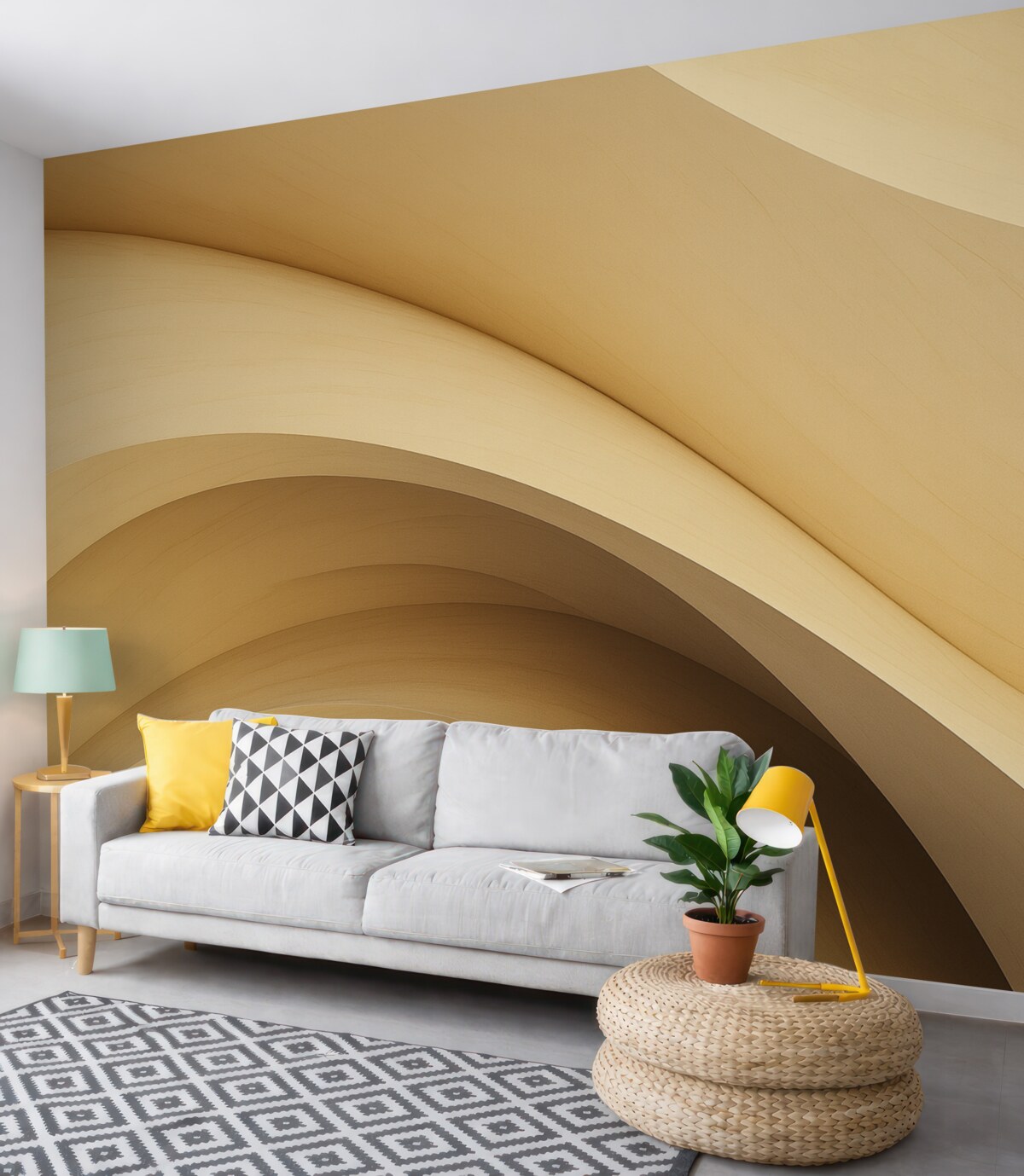 Fototapeta abstrakcyjny, fale, delikatne krzywe, piaskowy, gładki, kontury, współczesny