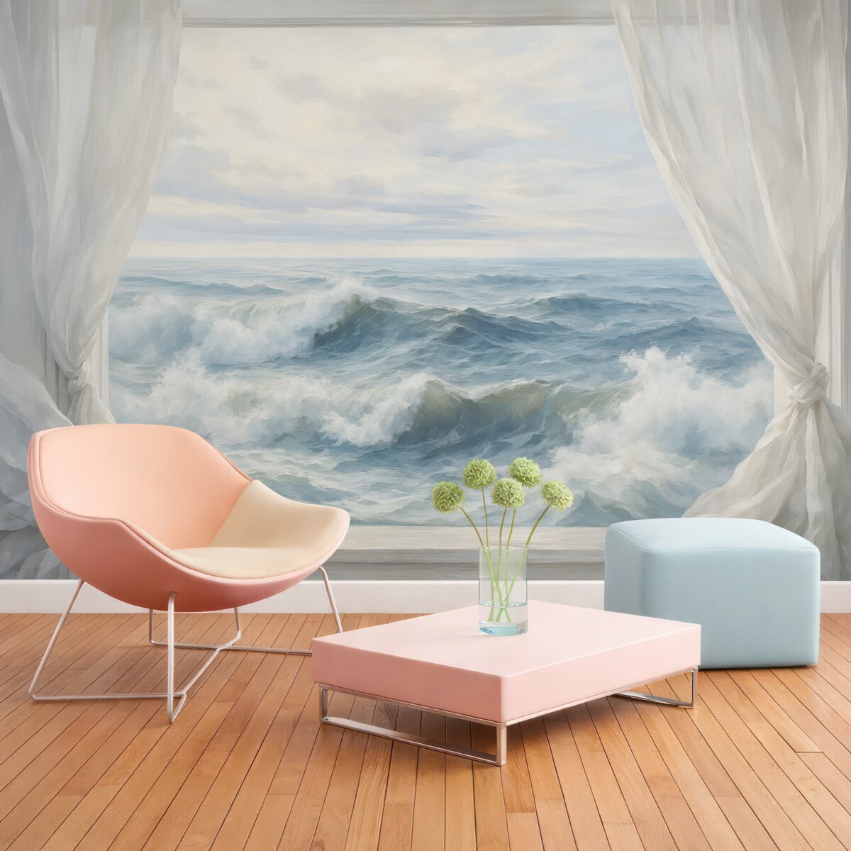 Fototapeta Widok z okna na ocean.