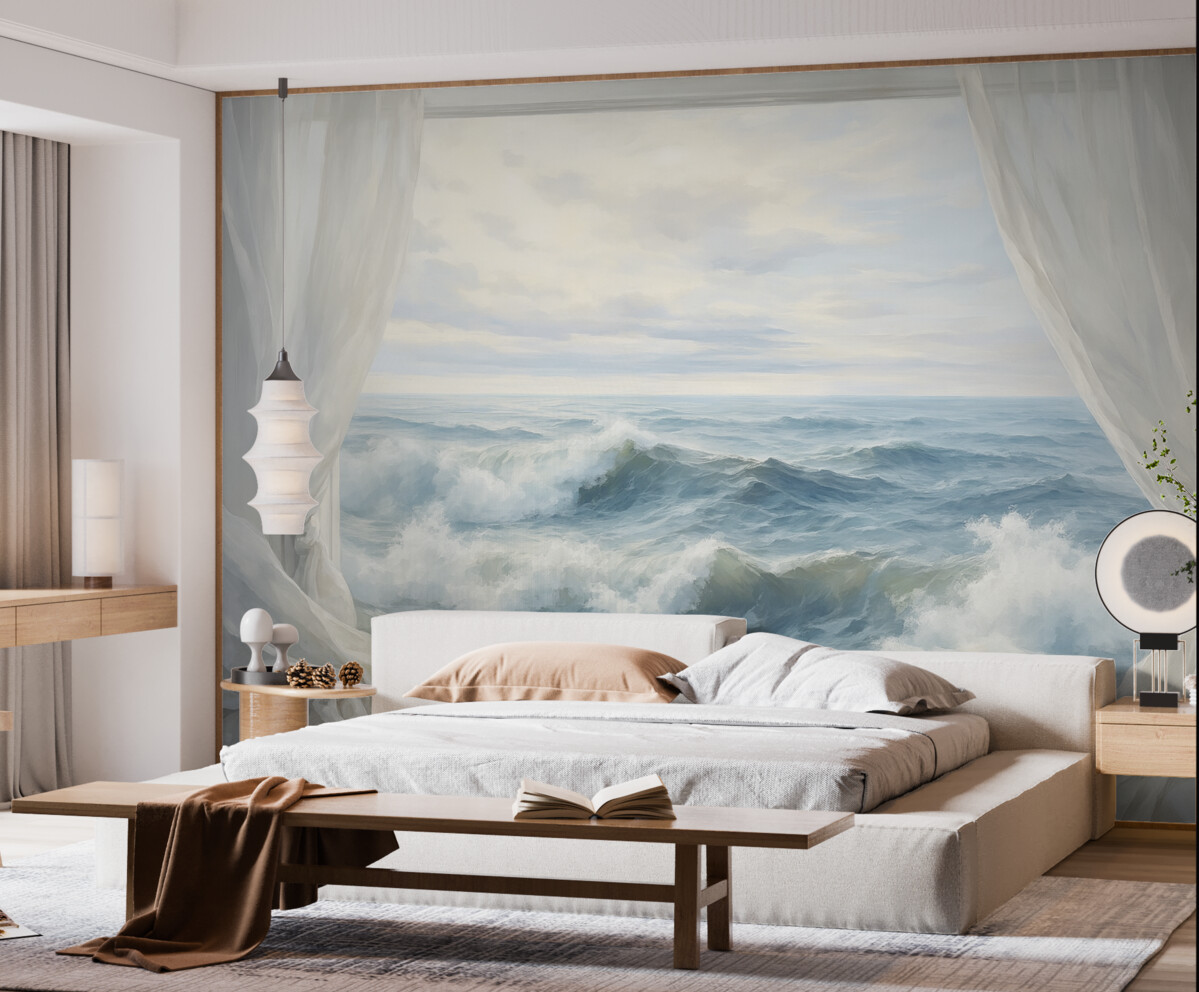 Fototapeta Widok z okna na ocean.