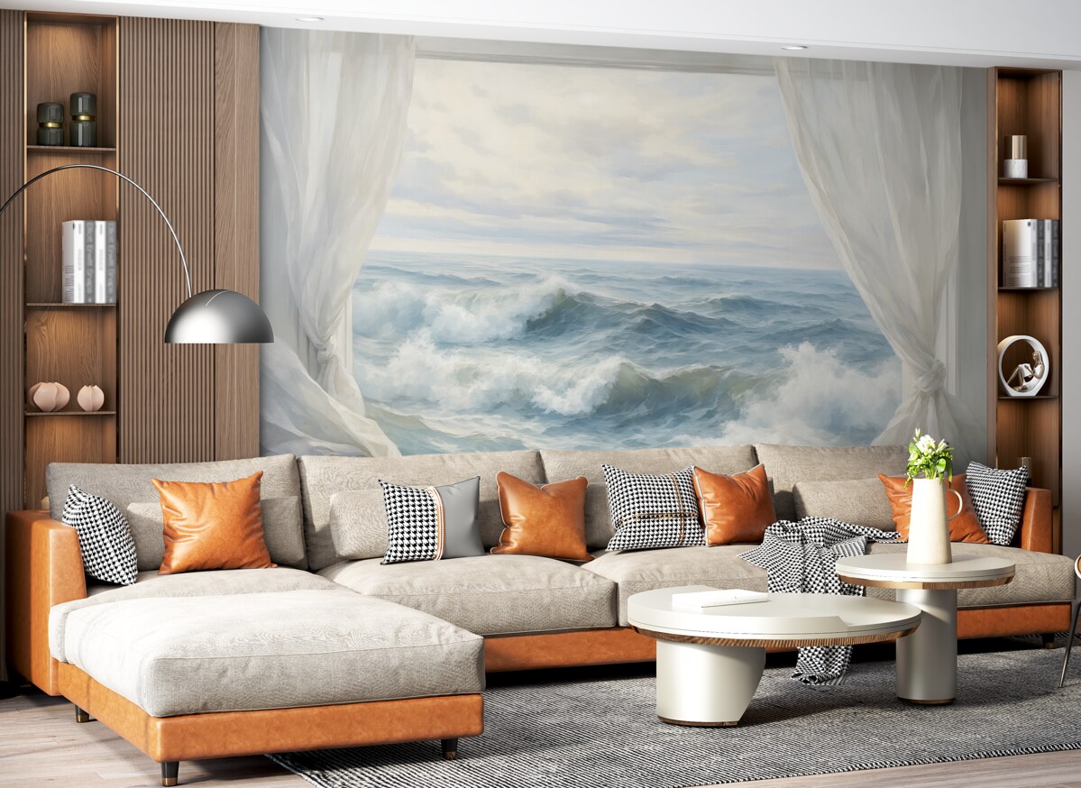 Fototapeta Widok z okna na ocean.