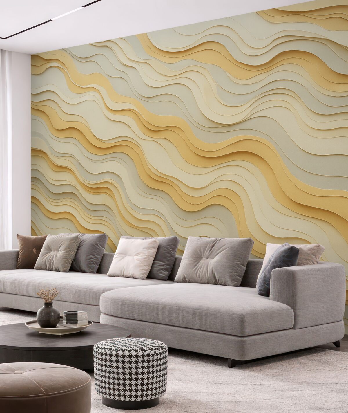 Fototapeta Warstwy, fale, abstrakcja, jasnobeżowy, szary, gładkość, nowoczesność.