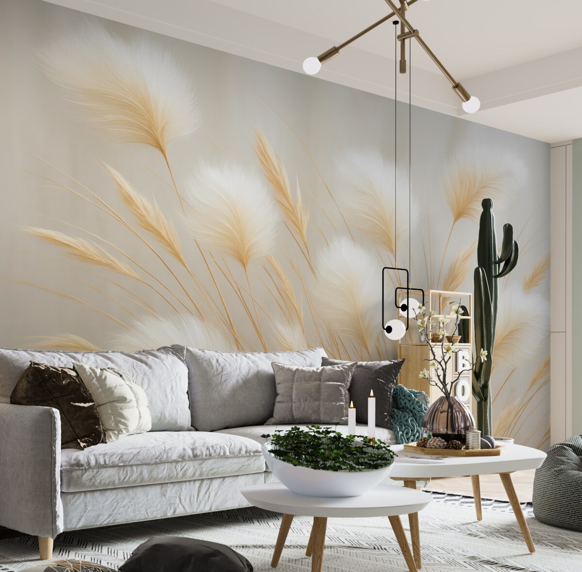 Fototapeta Obraz naśladujący źdźbła pampasów.