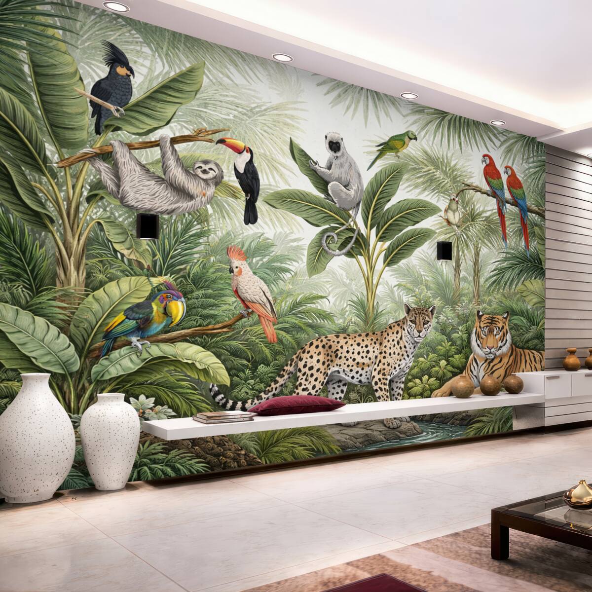 Fototapeta Fauna i ptaki w dżungli.