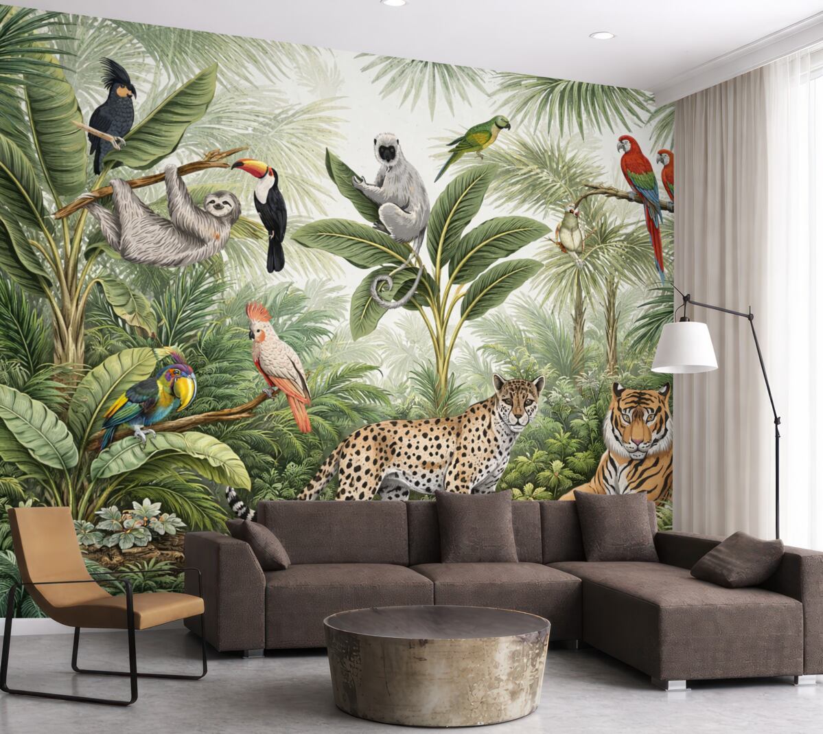 Fototapeta Fauna i ptaki w dżungli.