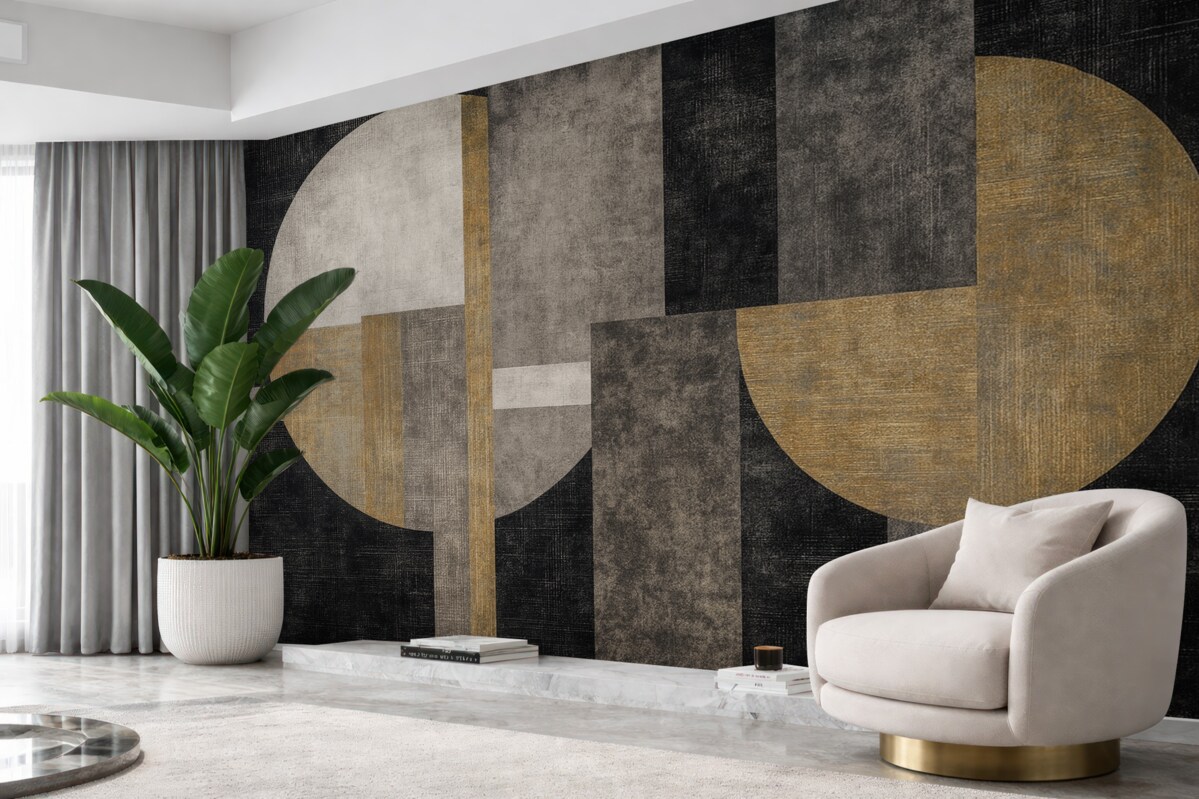 Fototapeta Współczesna teksturowana abstrakcja w odcieniach czarnego i pomarańczowego.