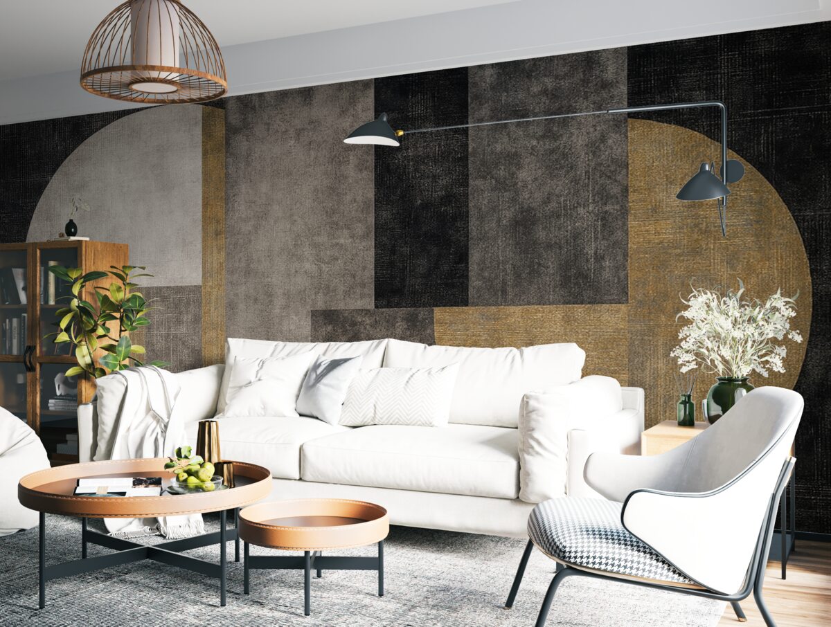 Fototapeta Współczesna teksturowana abstrakcja w odcieniach czarnego i pomarańczowego.