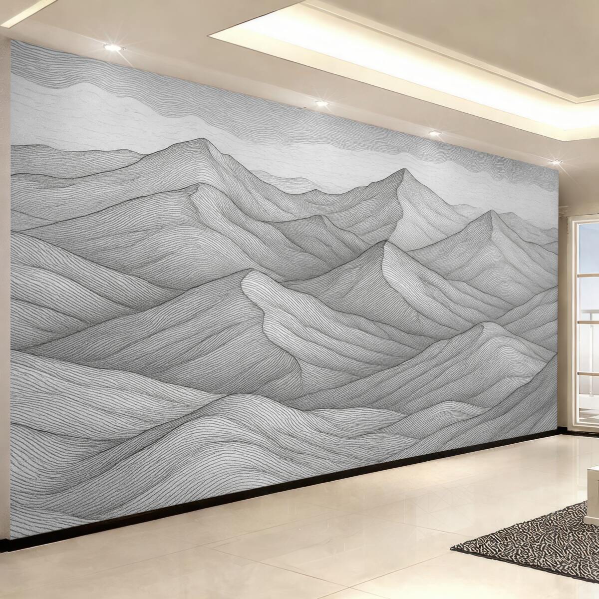 Fototapeta Jednokolorowy rysunek linii górskich.