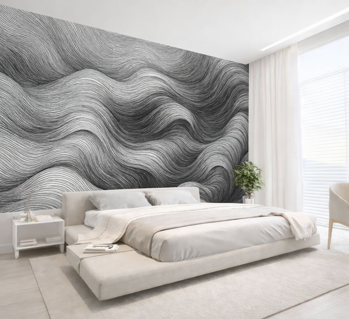 Fototapeta Zakrzywione monochromatyczne pasy i linie.